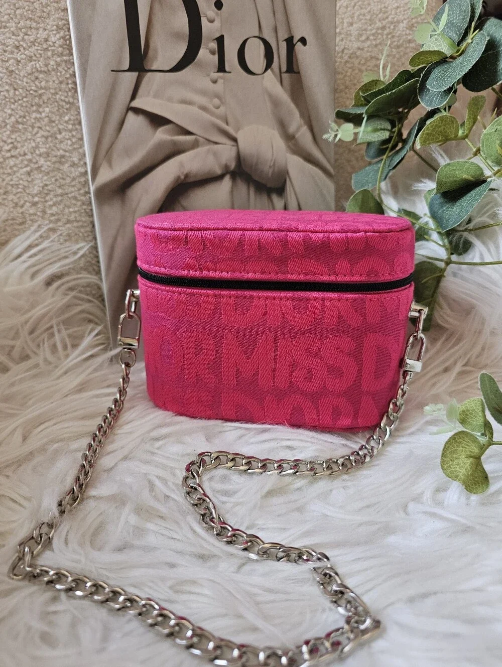 Dior Miss Dior Beauty Pouch In Silver Chain